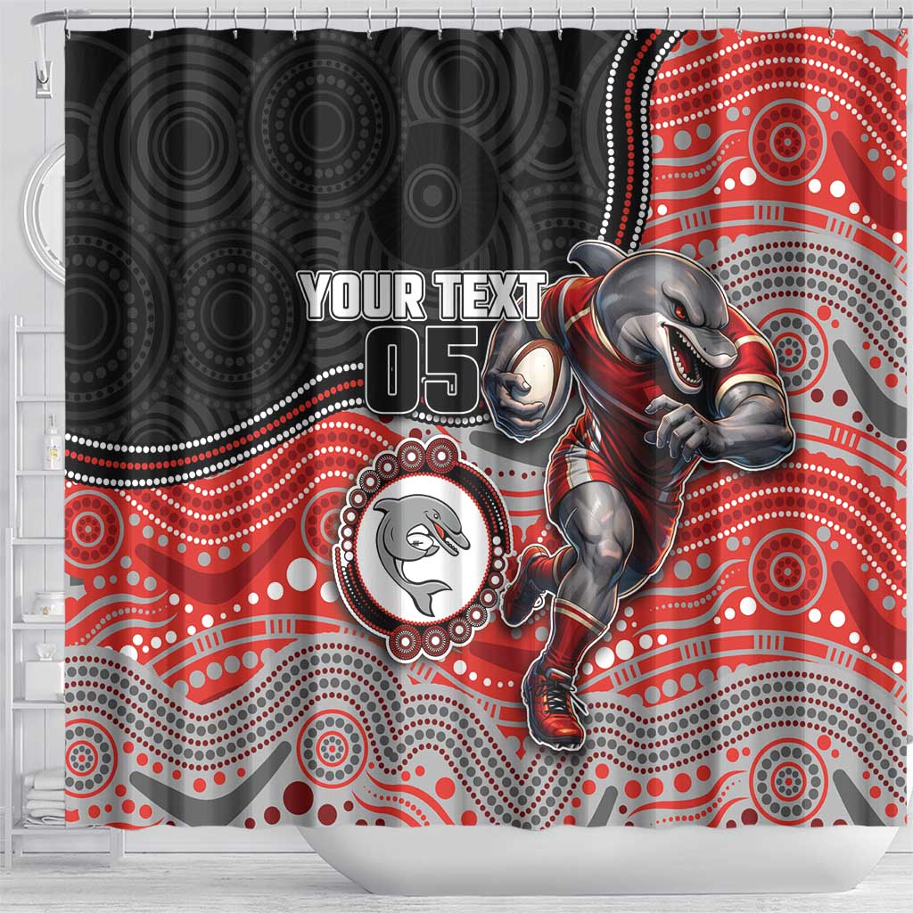 Custom Dolphins Shower Curtain Fish Mascot With Aboriginal Indigenous
