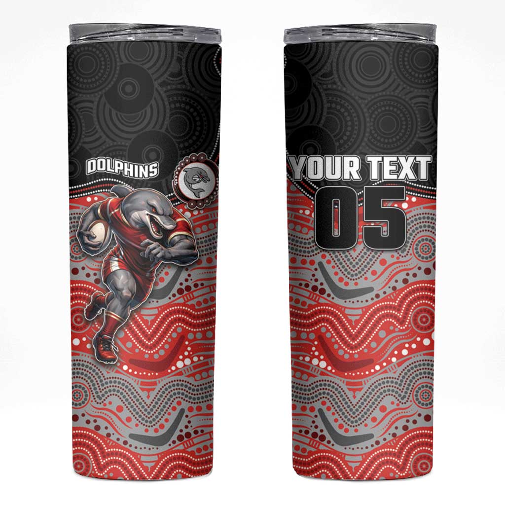 Custom Dolphins Skinny Tumbler Fish Mascot With Aboriginal Indigenous