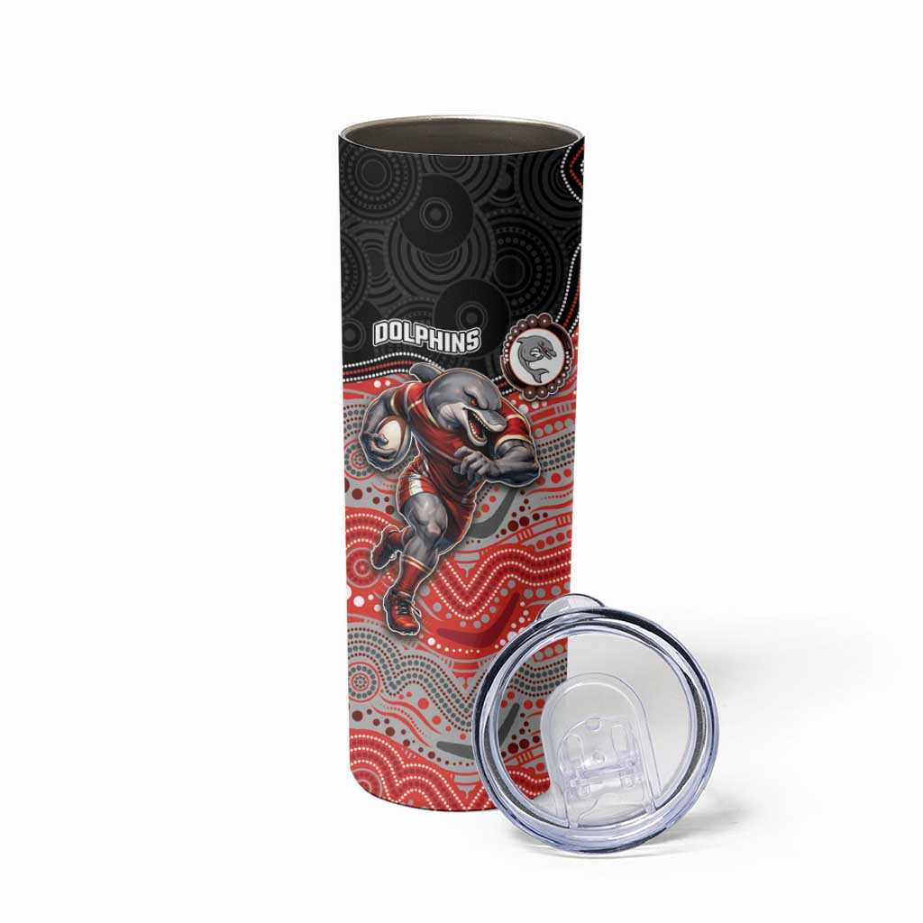 Custom Dolphins Skinny Tumbler Fish Mascot With Aboriginal Indigenous