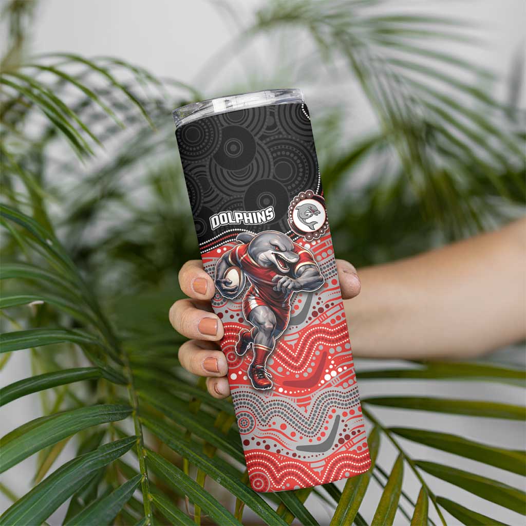 Custom Dolphins Skinny Tumbler Fish Mascot With Aboriginal Indigenous