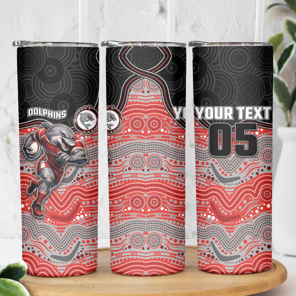 Custom Dolphins Skinny Tumbler Fish Mascot With Aboriginal Indigenous