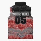 Custom Dolphins Sleeveless Puffer Jacket Fish Mascot With Aboriginal Indigenous