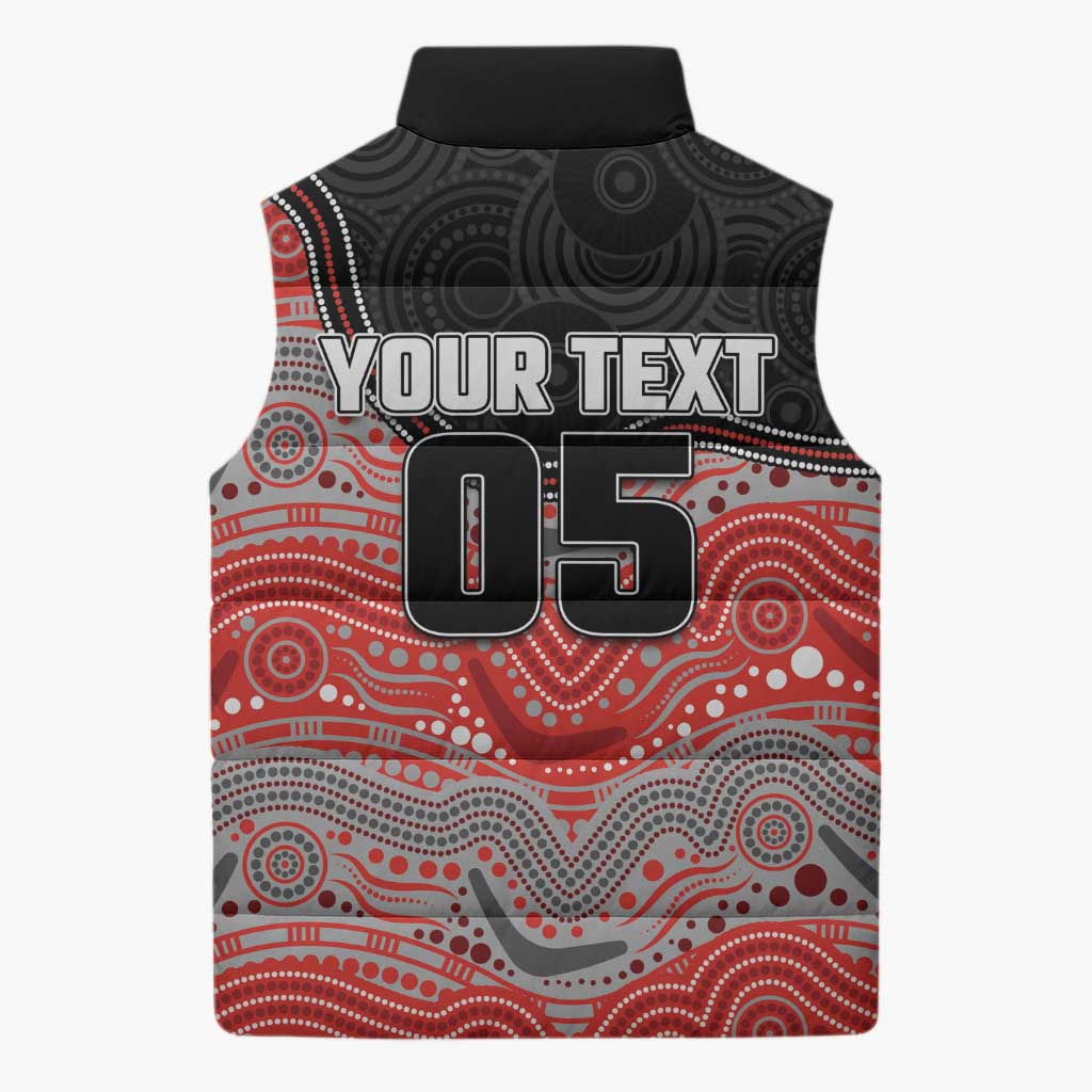 Custom Dolphins Sleeveless Puffer Jacket Fish Mascot With Aboriginal Indigenous