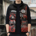 Custom Dolphins Sleeveless Puffer Jacket Fish Mascot With Aboriginal Indigenous