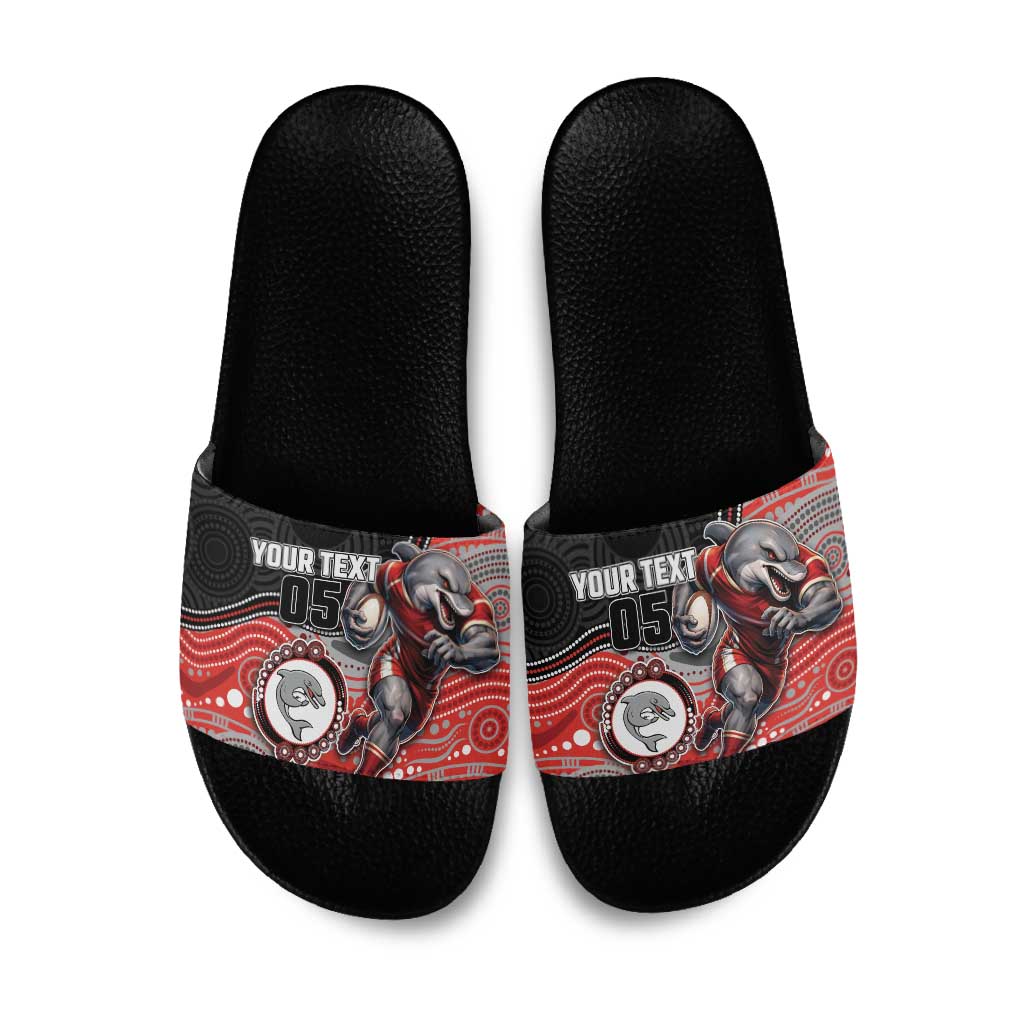 Custom Dolphins Slide Sandals Fish Mascot With Aboriginal Indigenous