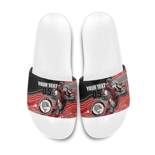 Custom Dolphins Slide Sandals Fish Mascot With Aboriginal Indigenous