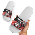 Custom Dolphins Slide Sandals Fish Mascot With Aboriginal Indigenous