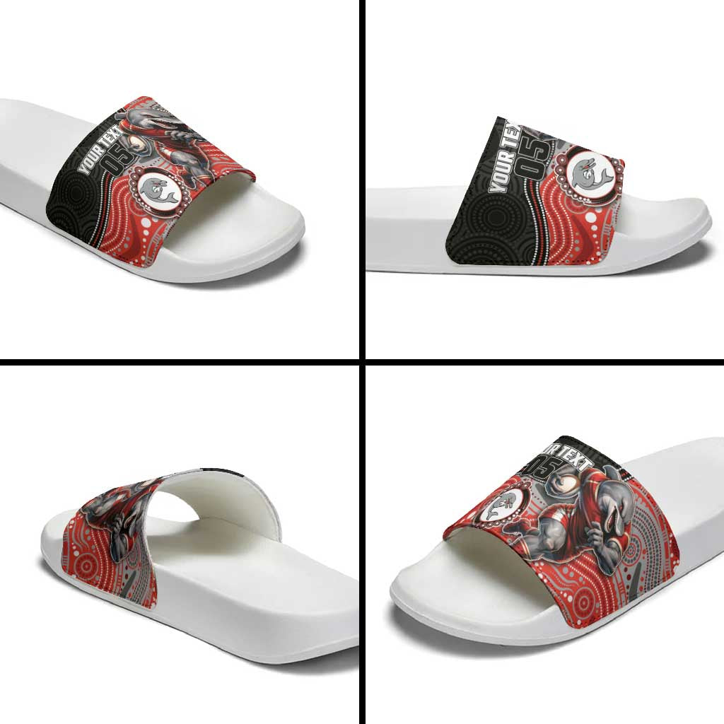 Custom Dolphins Slide Sandals Fish Mascot With Aboriginal Indigenous