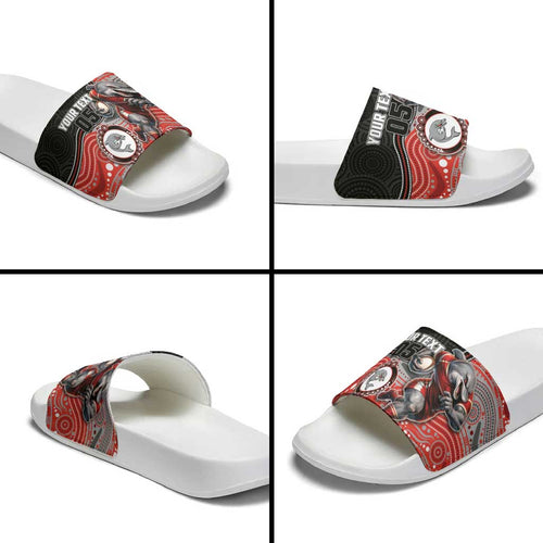 Custom Dolphins Slide Sandals Fish Mascot With Aboriginal Indigenous