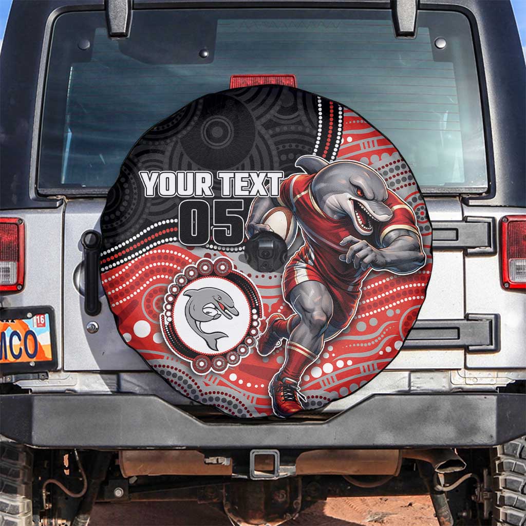 Custom Dolphins Spare Tire Cover Fish Mascot With Aboriginal Indigenous