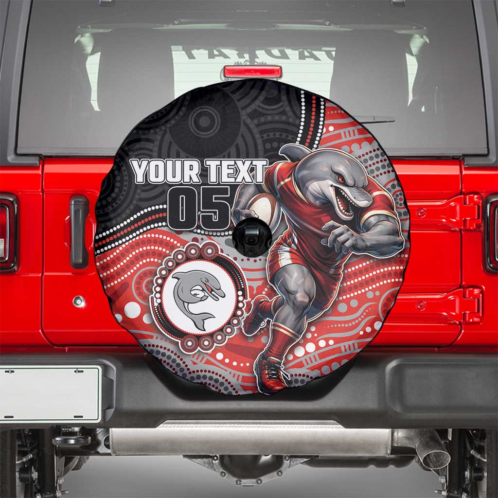 Custom Dolphins Spare Tire Cover Fish Mascot With Aboriginal Indigenous