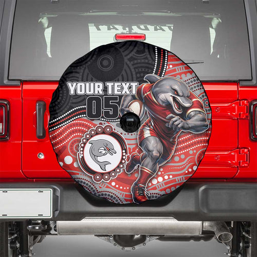 Custom Dolphins Spare Tire Cover Fish Mascot With Aboriginal Indigenous