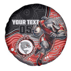 Custom Dolphins Spare Tire Cover Fish Mascot With Aboriginal Indigenous