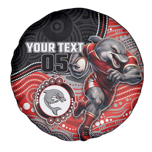Custom Dolphins Spare Tire Cover Fish Mascot With Aboriginal Indigenous