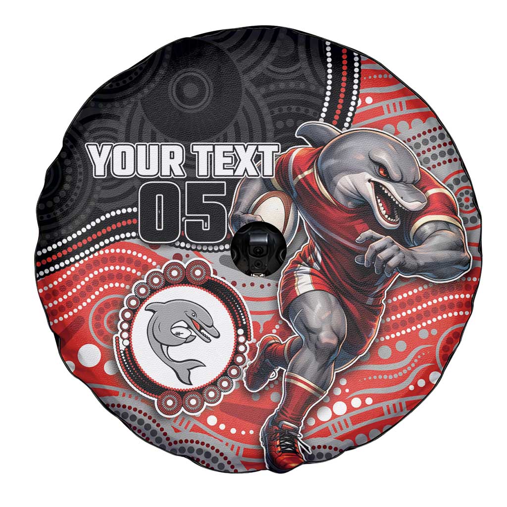 Custom Dolphins Spare Tire Cover Fish Mascot With Aboriginal Indigenous