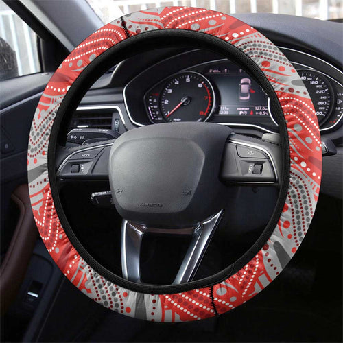 Dolphins Steering Wheel Cover Fish Mascot With Aboriginal Indigenous