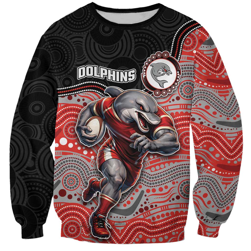 Custom Dolphins Sweatshirt Fish Mascot With Aboriginal Indigenous