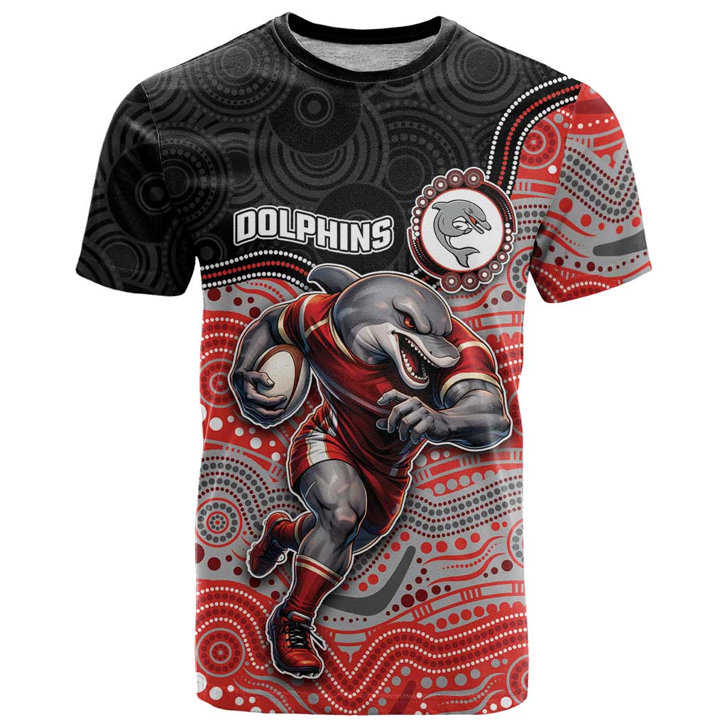Custom Dolphins T Shirt Fish Mascot With Aboriginal Indigenous