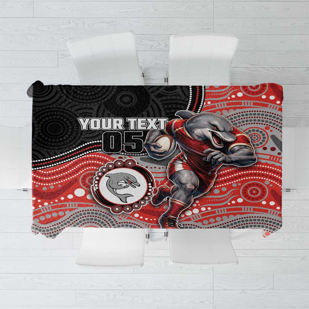 Custom Dolphins Tablecloth Fish Mascot With Aboriginal Indigenous