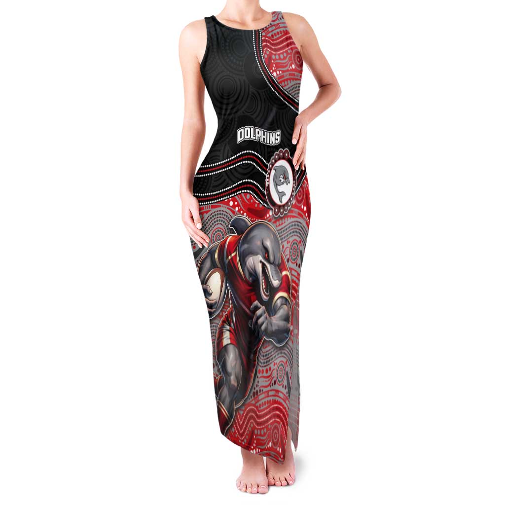 Custom Dolphins Tank Maxi Dress Fish Mascot With Aboriginal Indigenous