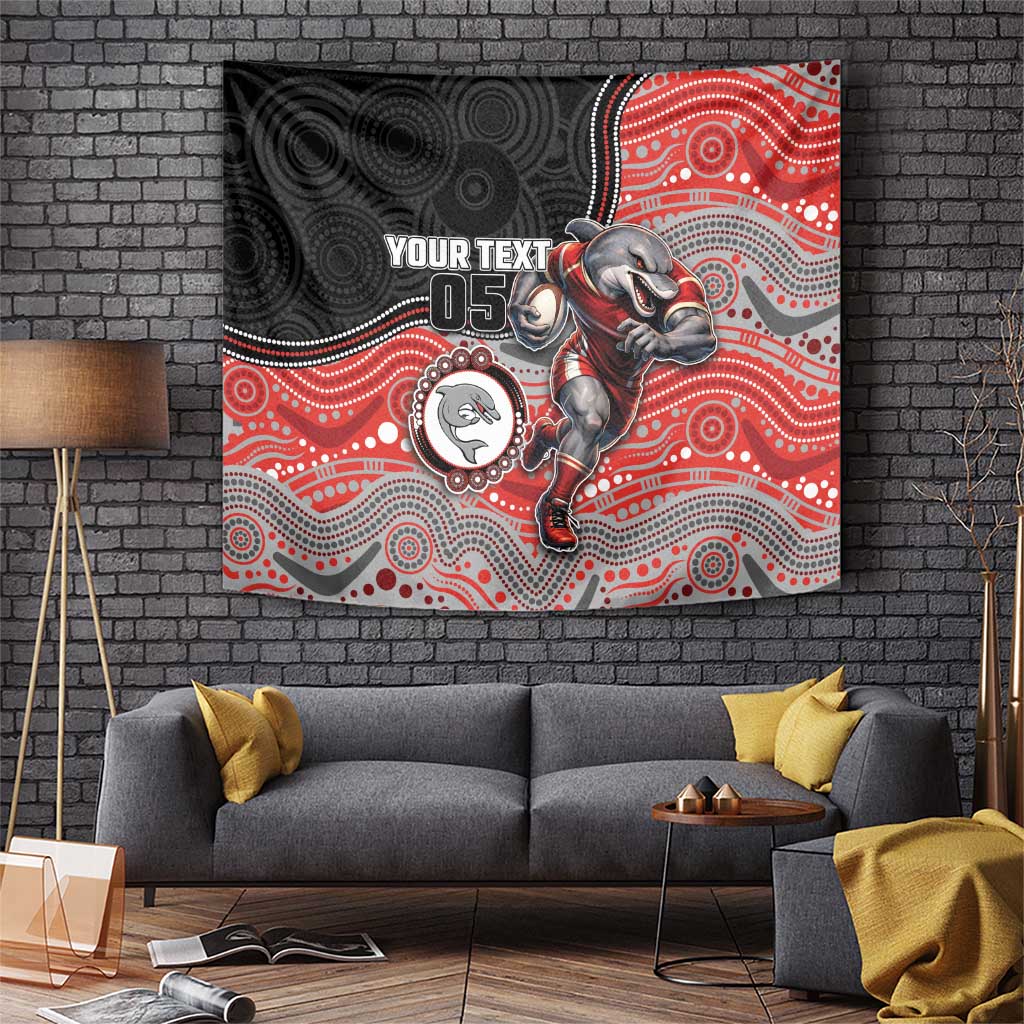 Custom Dolphins Tapestry Fish Mascot With Aboriginal Indigenous