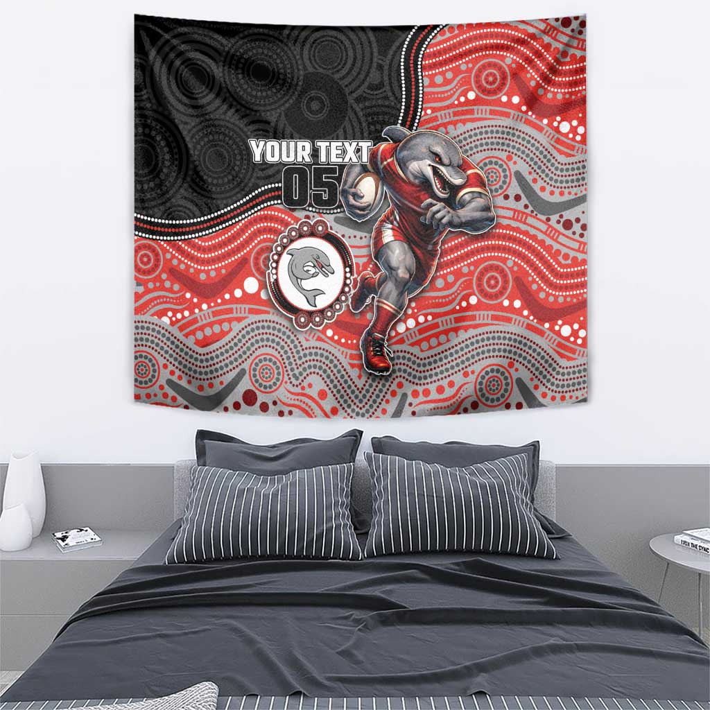 Custom Dolphins Tapestry Fish Mascot With Aboriginal Indigenous