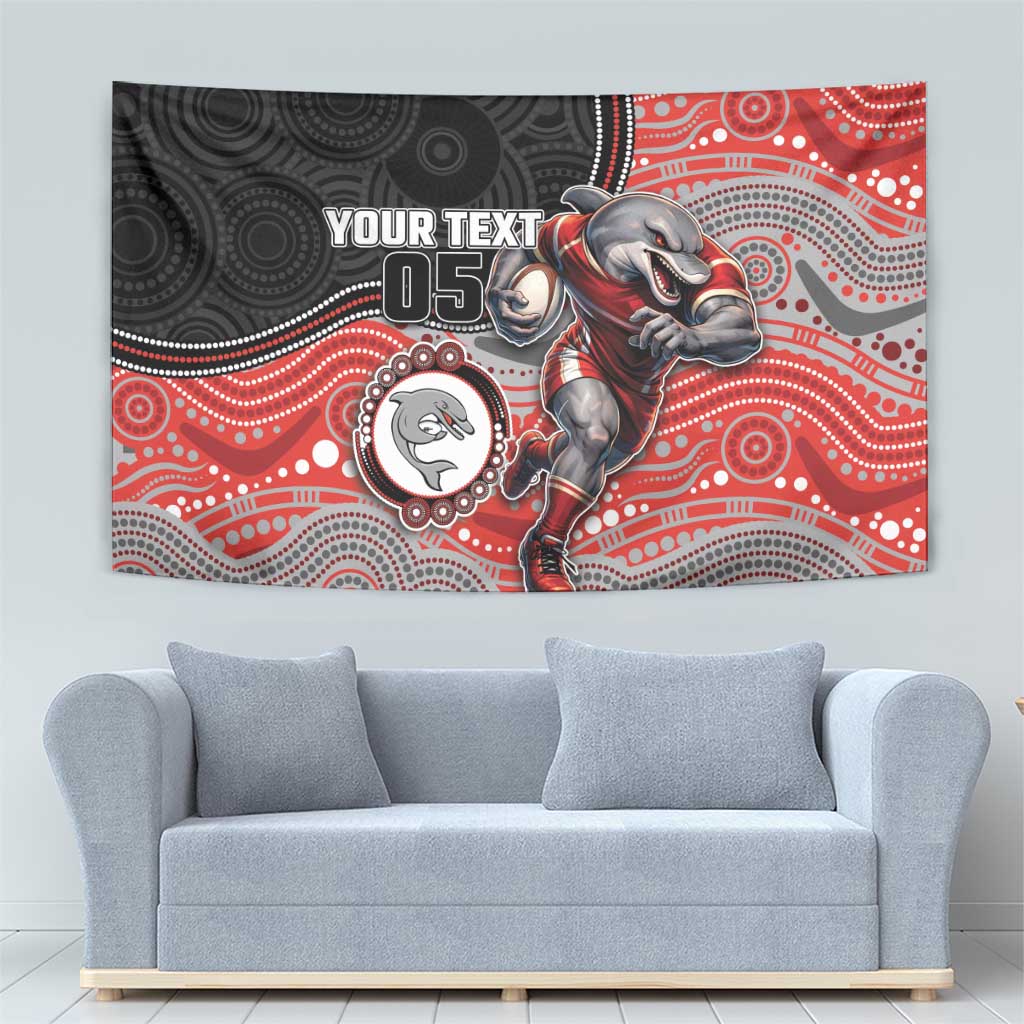 Custom Dolphins Tapestry Fish Mascot With Aboriginal Indigenous