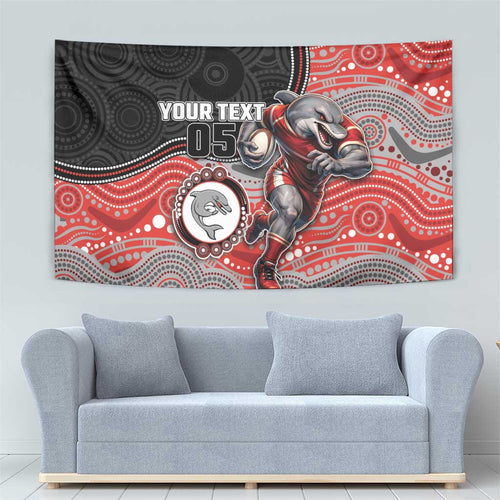 Custom Dolphins Tapestry Fish Mascot With Aboriginal Indigenous