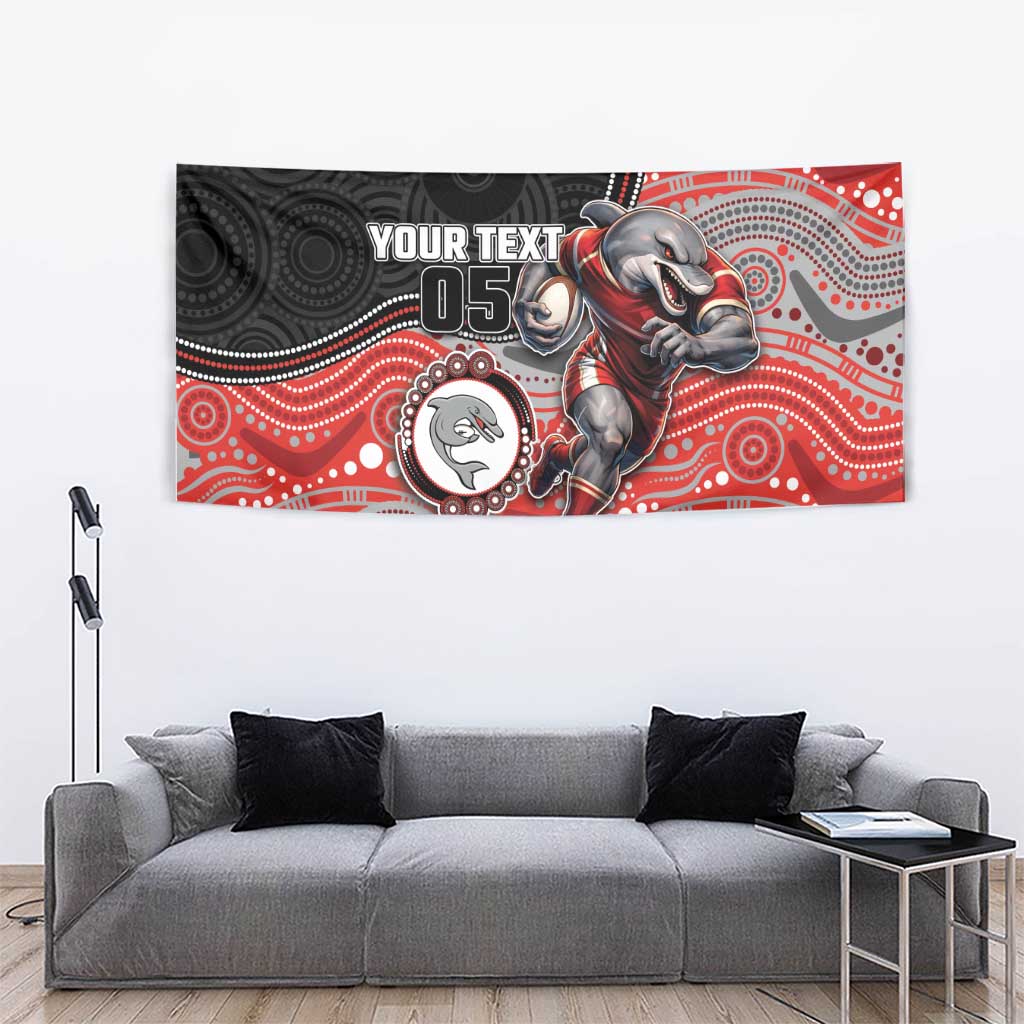 Custom Dolphins Tapestry Fish Mascot With Aboriginal Indigenous