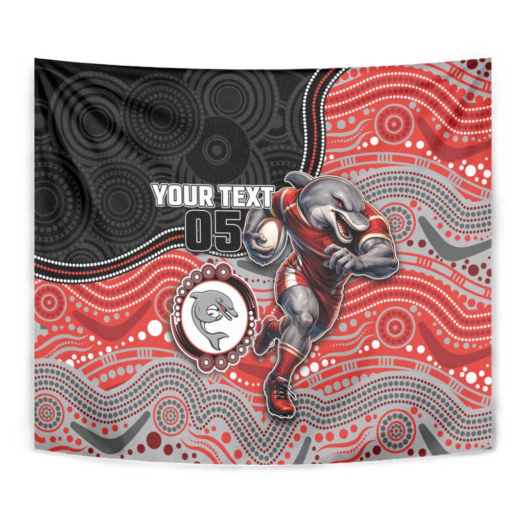Custom Dolphins Tapestry Fish Mascot With Aboriginal Indigenous