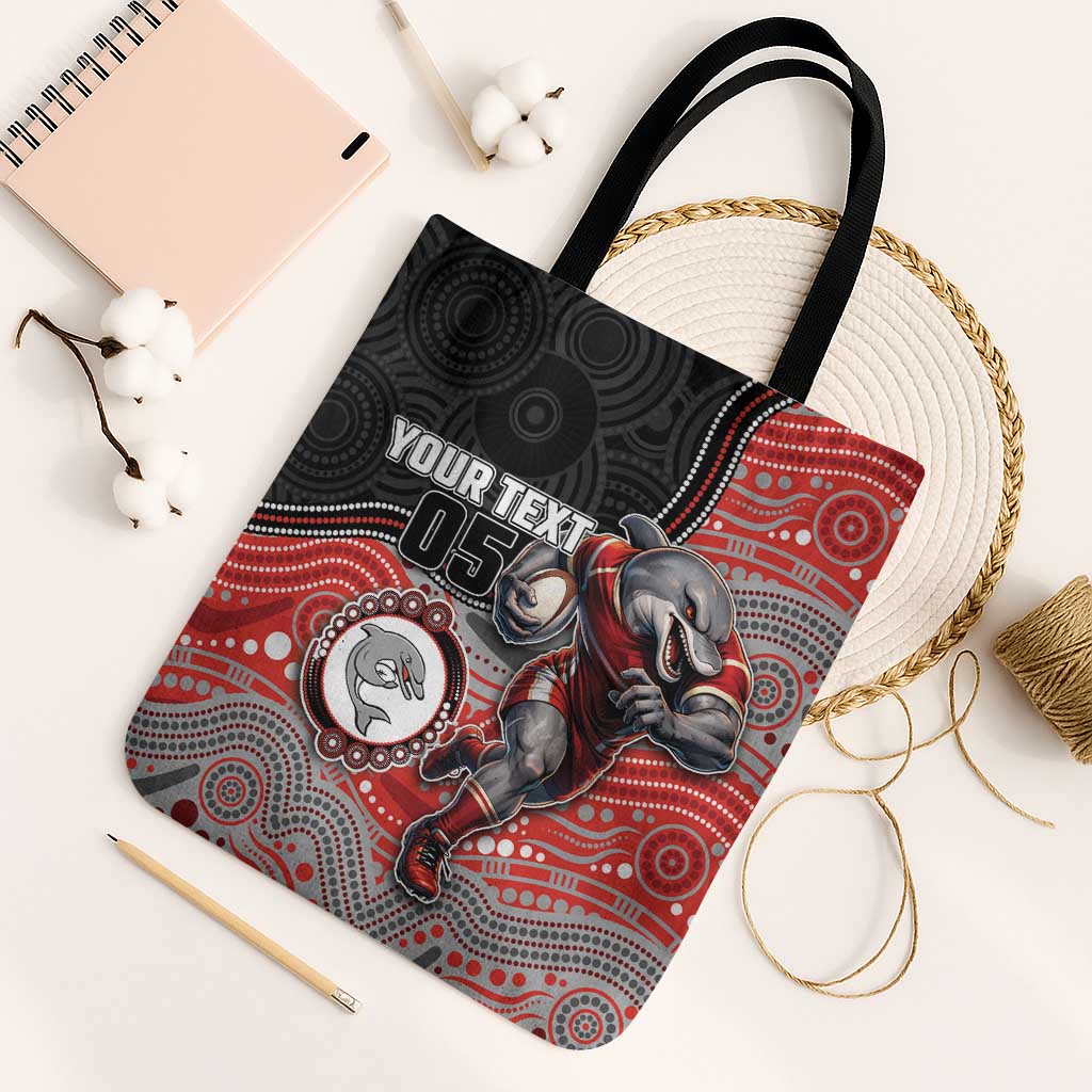 Custom Dolphins Tote Bag Fish Mascot With Aboriginal Indigenous