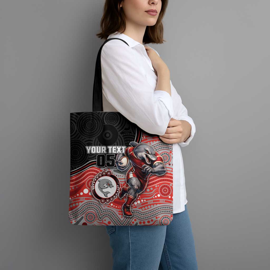 Custom Dolphins Tote Bag Fish Mascot With Aboriginal Indigenous