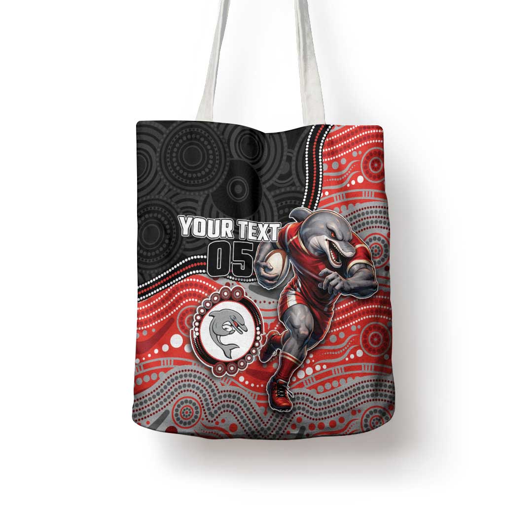 Custom Dolphins Tote Bag Fish Mascot With Aboriginal Indigenous
