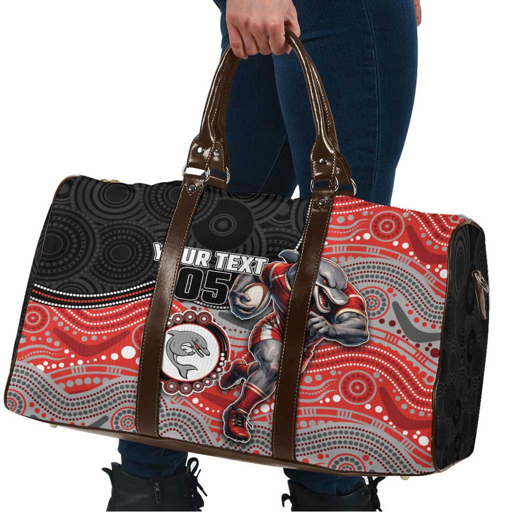 Custom Dolphins Travel Bag Fish Mascot With Aboriginal Indigenous