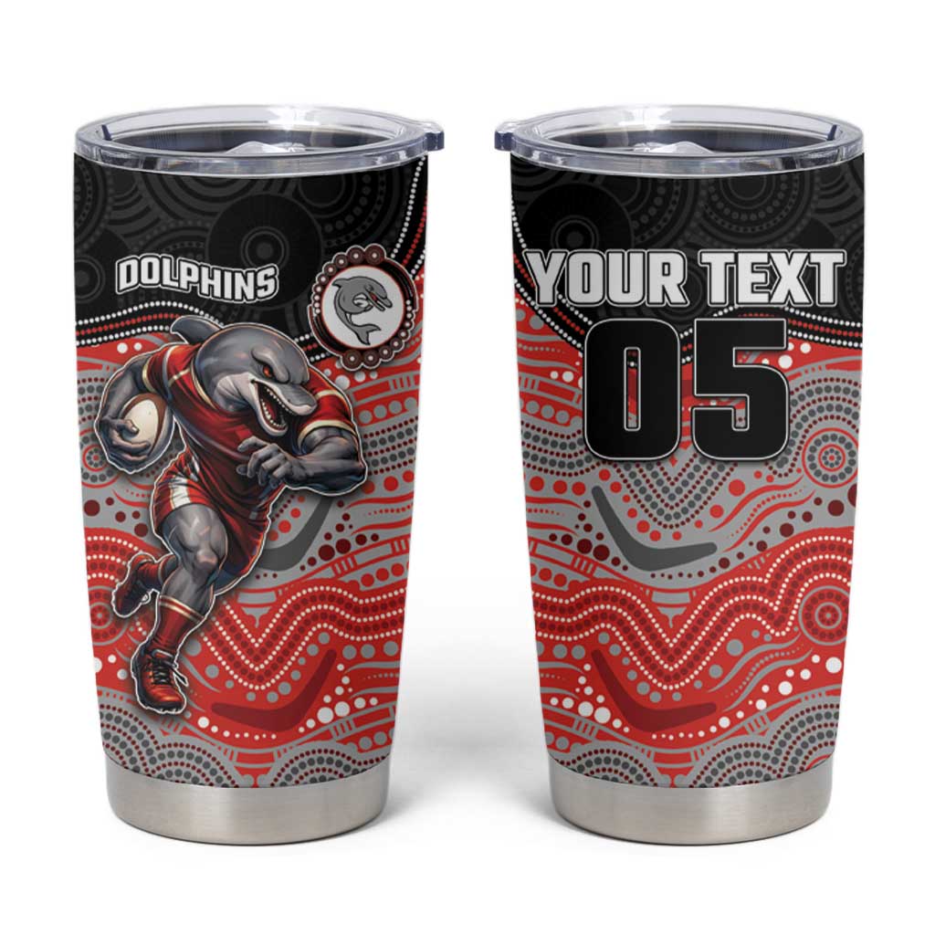 Custom Dolphins Tumbler Cup Fish Mascot With Aboriginal Indigenous
