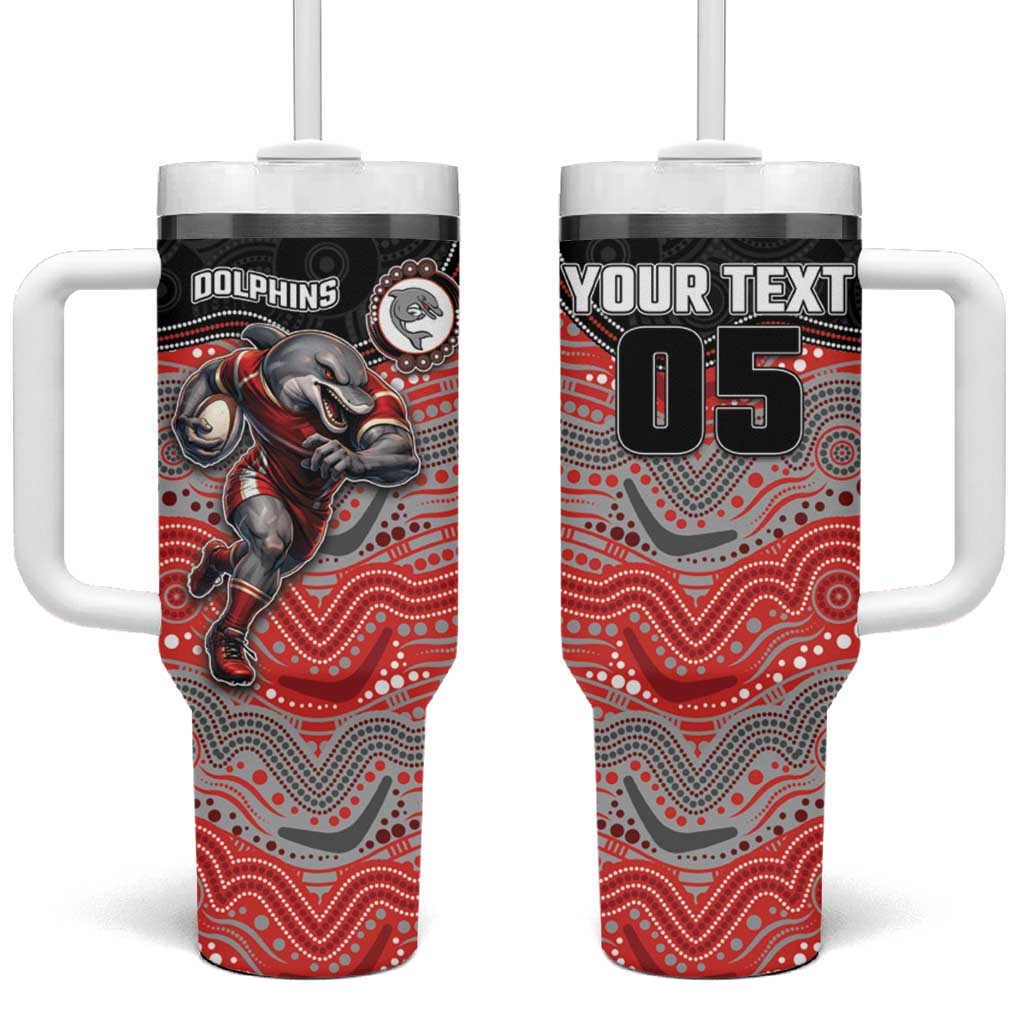 Custom Dolphins Tumbler With Handle Fish Mascot With Aboriginal Indigenous