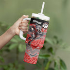Custom Dolphins Tumbler With Handle Fish Mascot With Aboriginal Indigenous