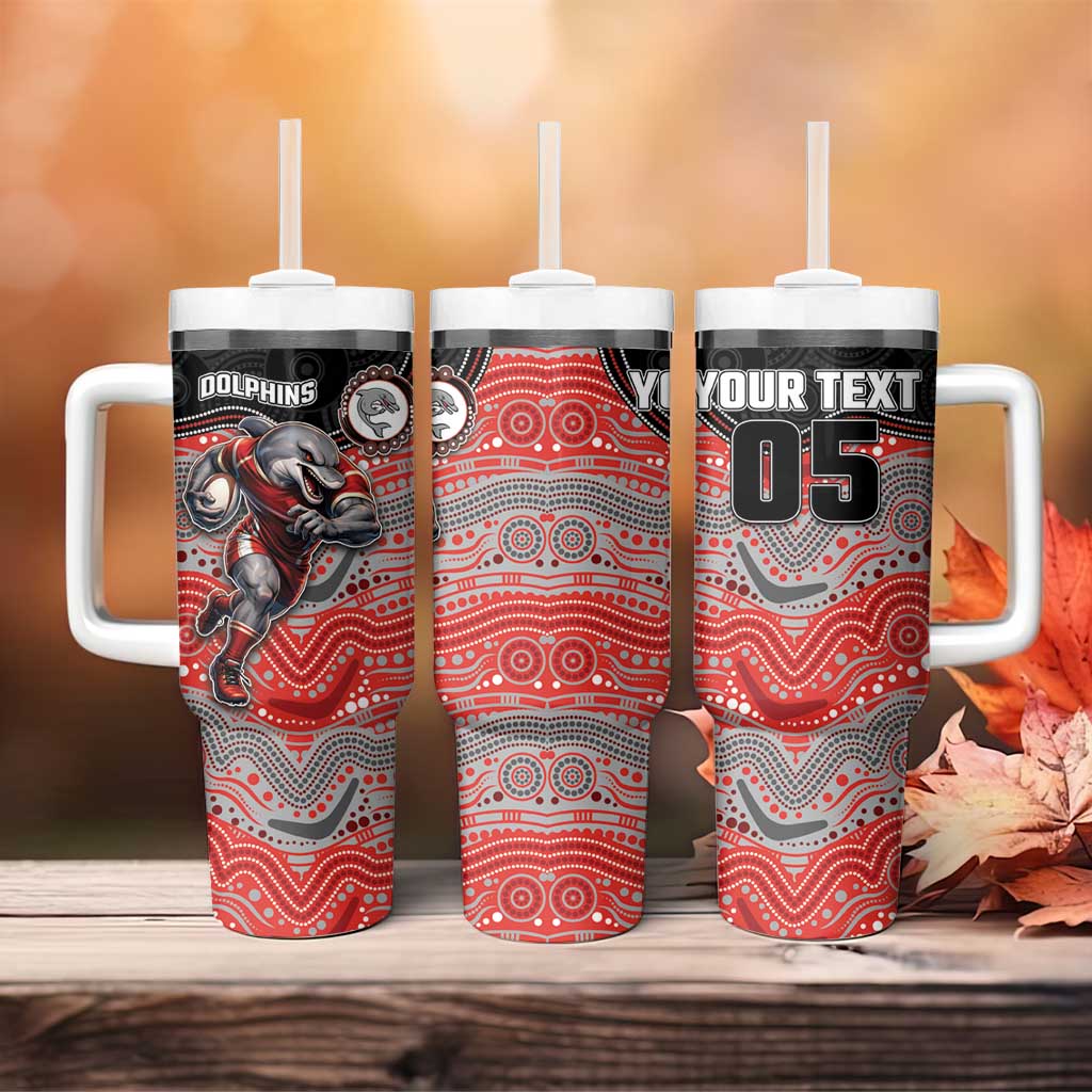 Custom Dolphins Tumbler With Handle Fish Mascot With Aboriginal Indigenous