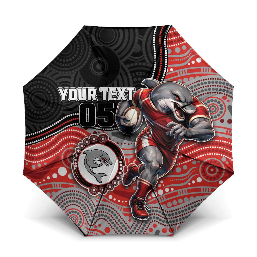 Custom Dolphins Umbrella Fish Mascot With Aboriginal Indigenous
