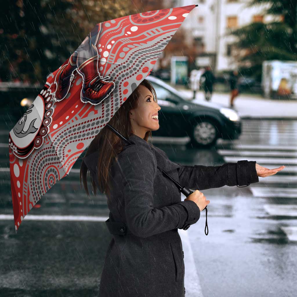 Custom Dolphins Umbrella Fish Mascot With Aboriginal Indigenous