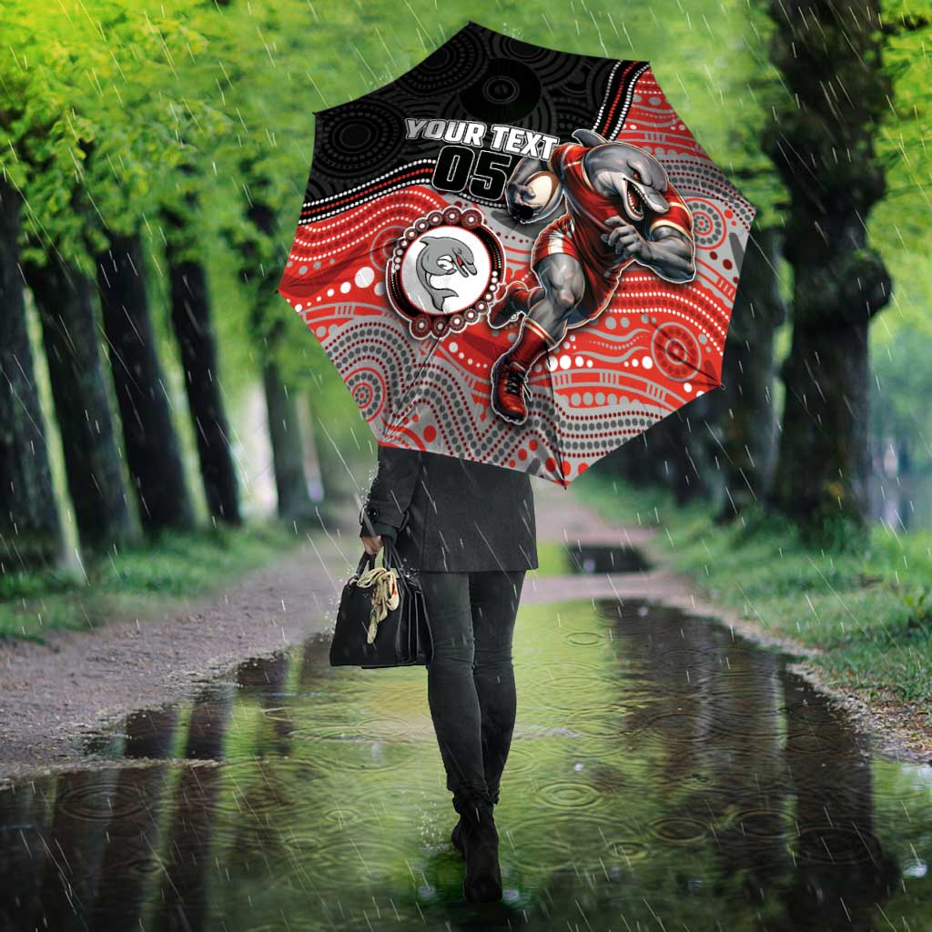Custom Dolphins Umbrella Fish Mascot With Aboriginal Indigenous