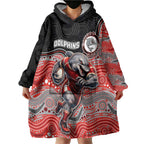 Custom Dolphins Wearable Blanket Hoodie Fish Mascot With Aboriginal Indigenous