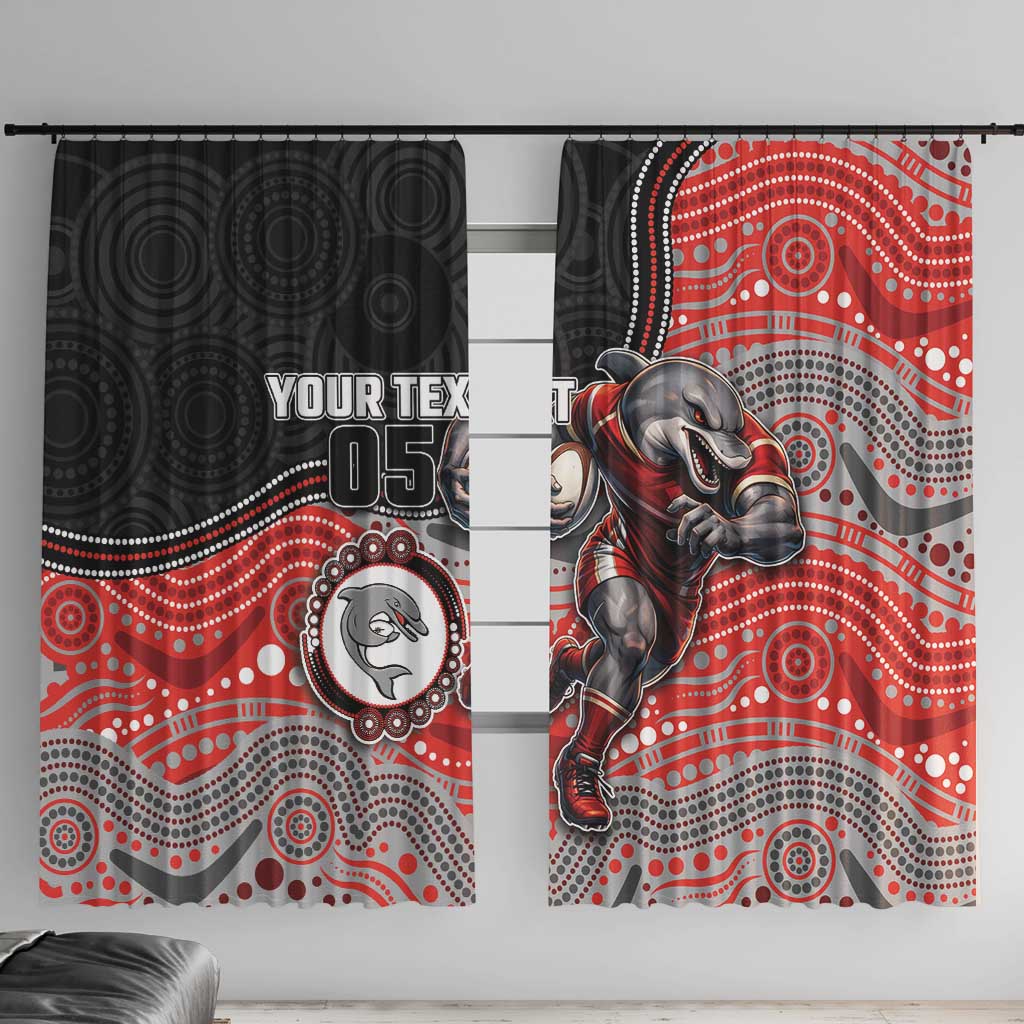 Custom Dolphins Window Curtain Fish Mascot With Aboriginal Indigenous