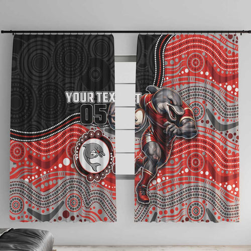 Custom Dolphins Window Curtain Fish Mascot With Aboriginal Indigenous