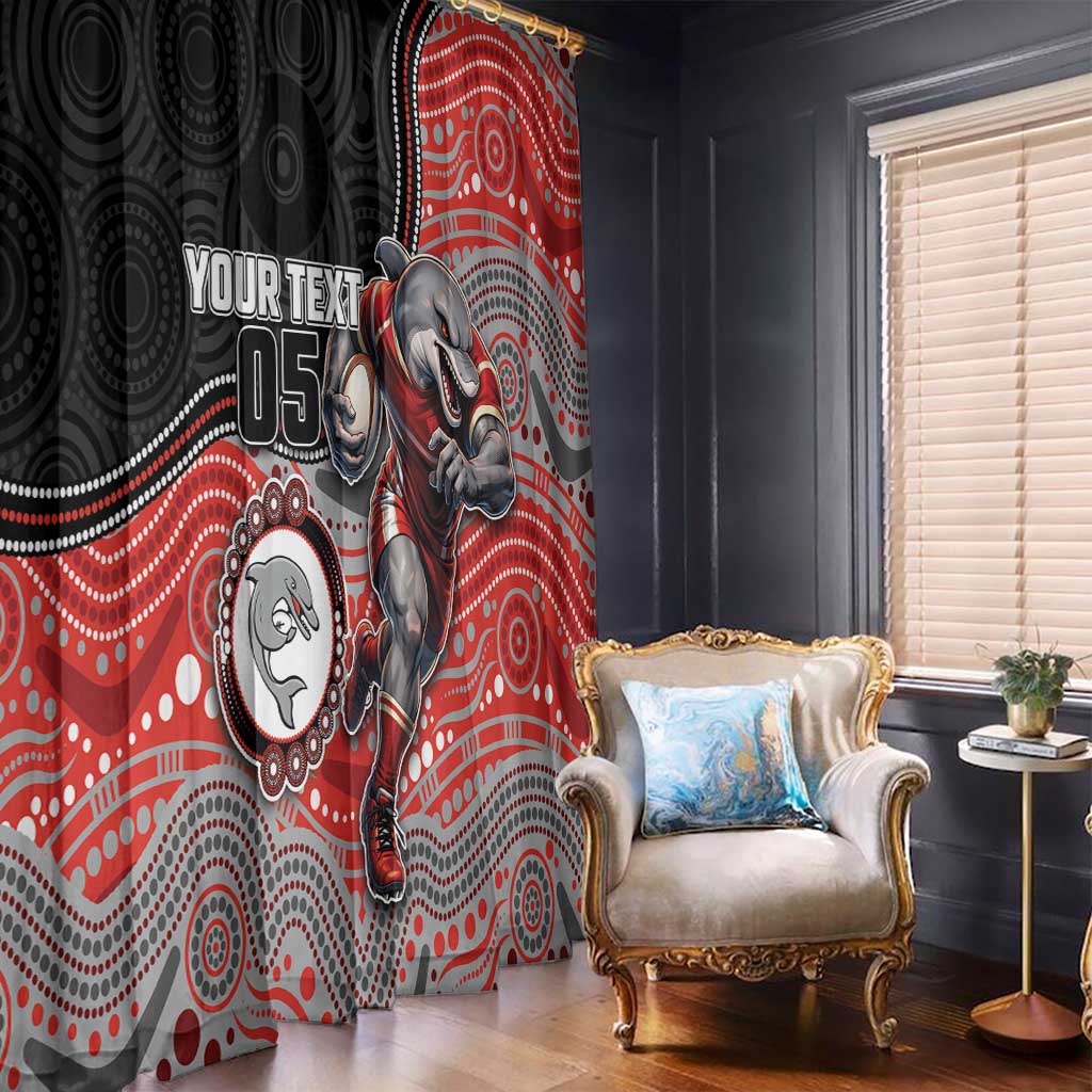 Custom Dolphins Window Curtain Fish Mascot With Aboriginal Indigenous