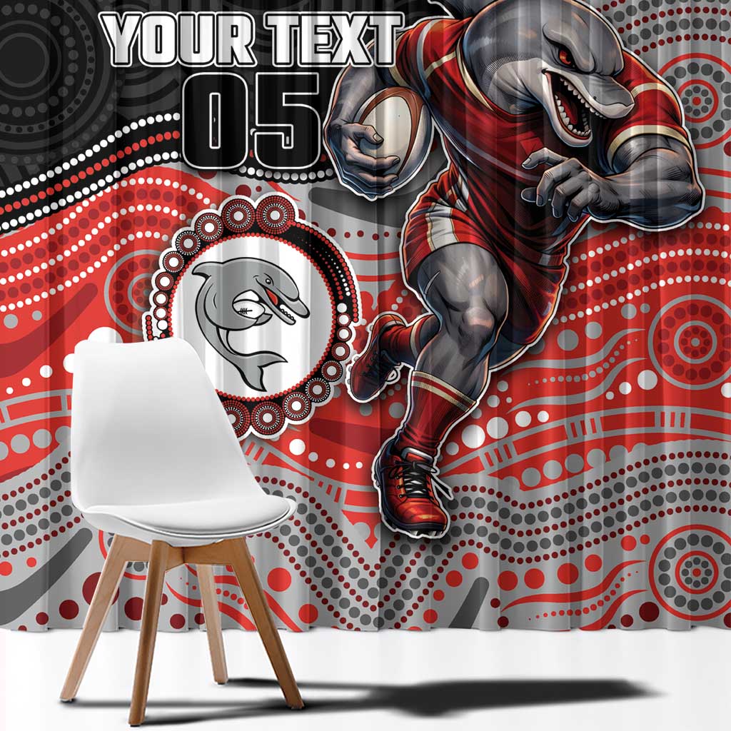 Custom Dolphins Window Curtain Fish Mascot With Aboriginal Indigenous