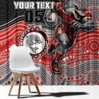 Custom Dolphins Window Curtain Fish Mascot With Aboriginal Indigenous