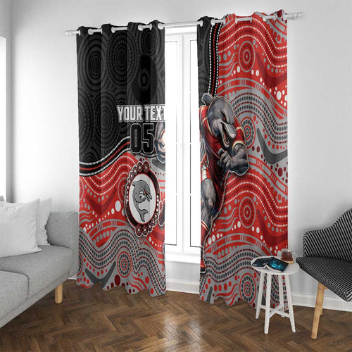 Custom Dolphins Window Curtain Fish Mascot With Aboriginal Indigenous