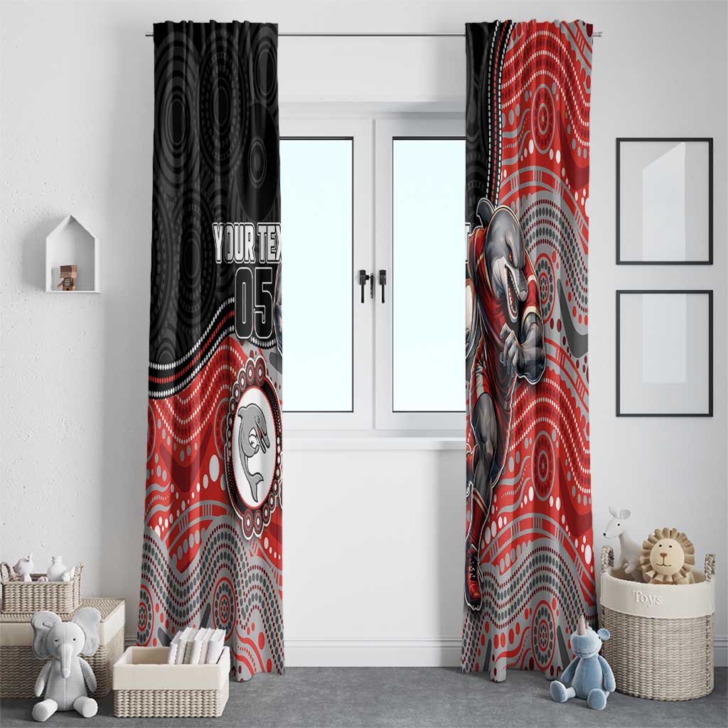 Custom Dolphins Window Curtain Fish Mascot With Aboriginal Indigenous