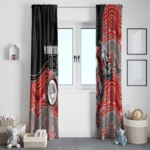 Custom Dolphins Window Curtain Fish Mascot With Aboriginal Indigenous